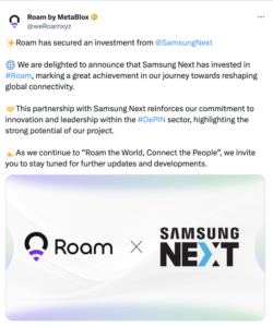 Roam | The DePIN Leader Invested by Samsung Next